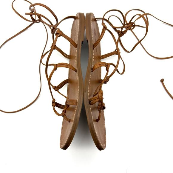 Madewell The Boardwalk Lace-Up Sandal English Saddle Brown Leather 9 L0963 - Picture 5 of 7